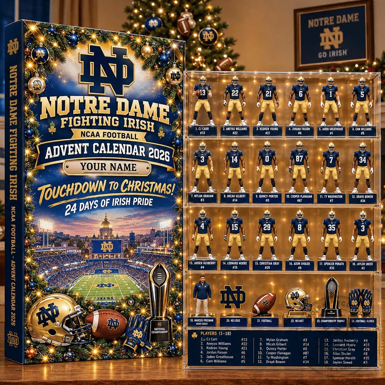 Notre Dame Fighting Irish NCAA Football Advent Calendar 2026 Touchdown To Christmas
