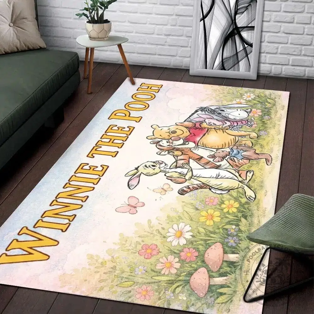 Winnie The Pooh And Friends Outdoor Garden Scene Rectangular Rug 1 Winnie The Pooh And Friends Outdoor Garden Scene Rectangular Rug