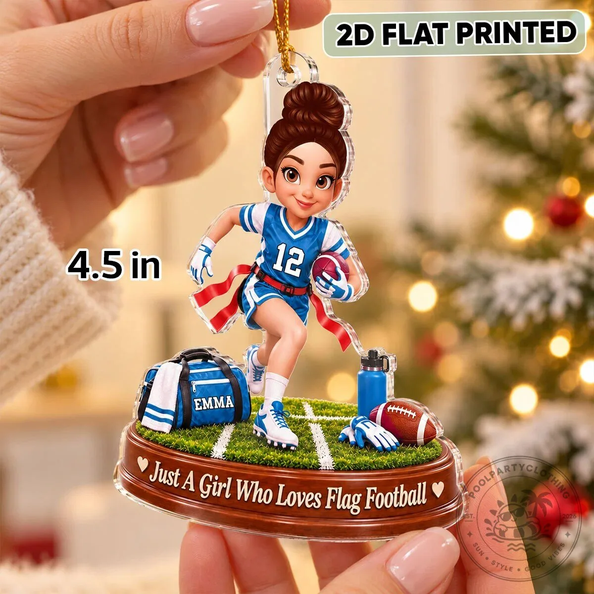 Personalized Flag Football Girl Christmas Tree Ornament Gift for Daughter 13 Personalized Flag Football Girl Christmas Tree Ornament Gift for Daughter