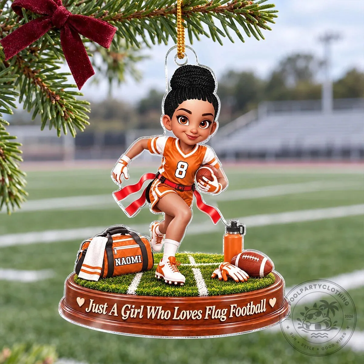 Personalized Flag Football Girl Christmas Tree Ornament Gift for Daughter 14 Personalized Flag Football Girl Christmas Tree Ornament Gift for Daughter