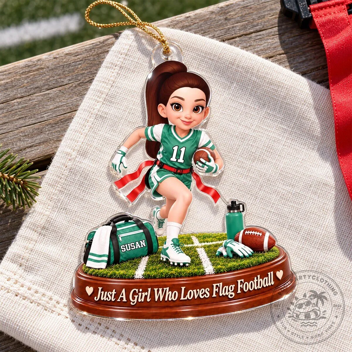 Personalized Flag Football Girl Christmas Tree Ornament Gift for Daughter 16 Personalized Flag Football Girl Christmas Tree Ornament Gift for Daughter