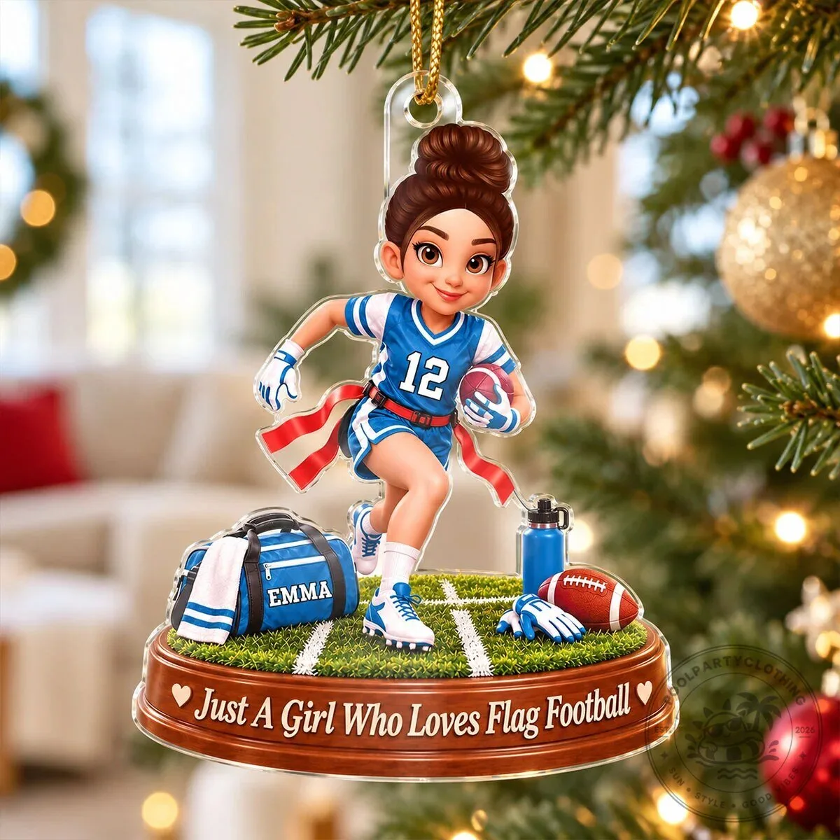 Personalized Flag Football Girl Christmas Tree Ornament Gift for Daughter 17 Personalized Flag Football Girl Christmas Tree Ornament Gift for Daughter