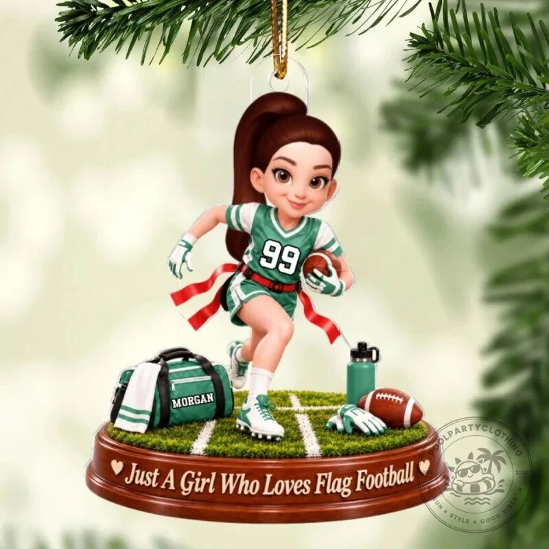 Personalized Flag Football Girl Christmas Tree Ornament Gift for Daughter 19 Personalized Flag Football Girl Christmas Tree Ornament Gift for Daughter