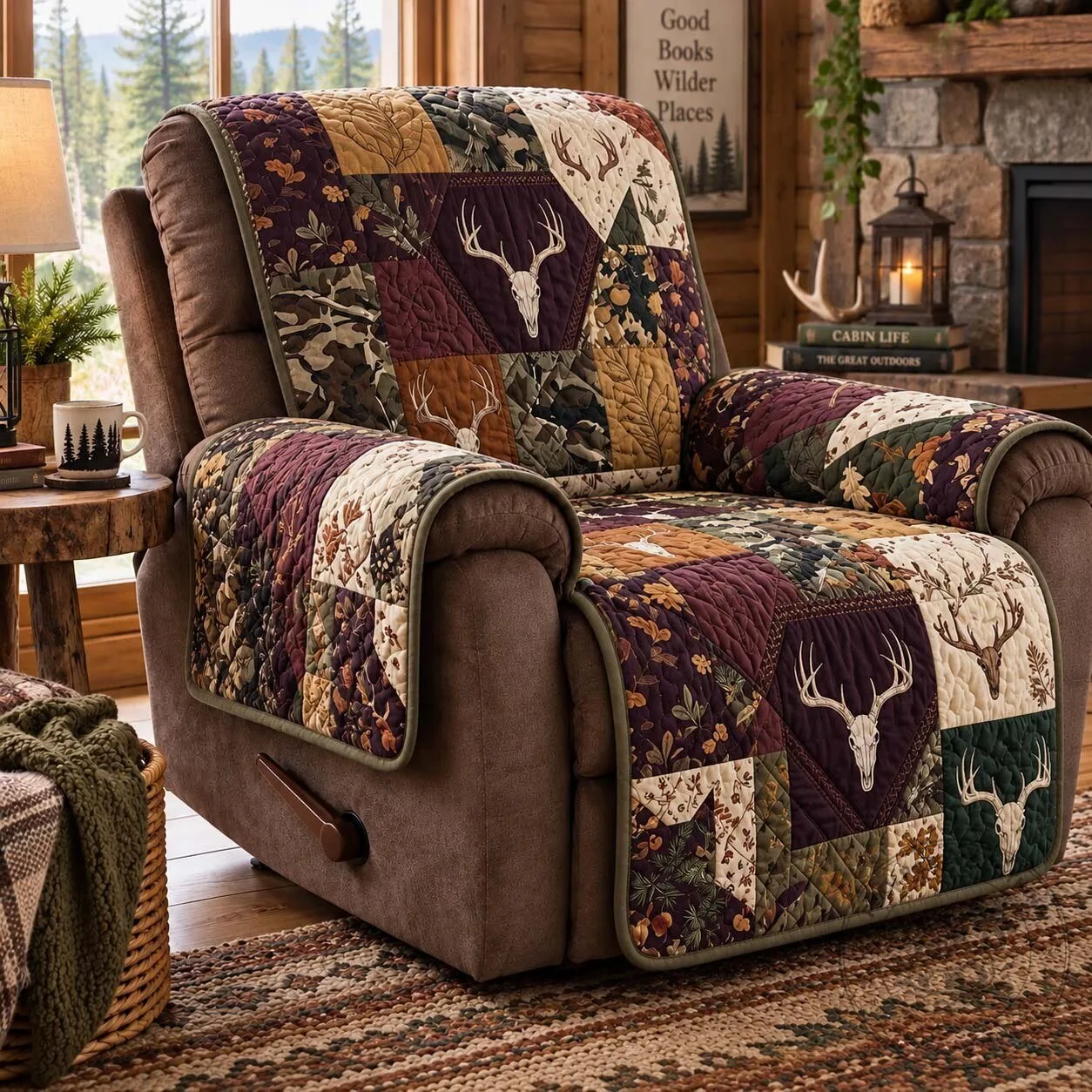 Antler Lodge Quilted Recliner Chair Cover Sofa Slipcover 13 Antler Lodge Quilted Recliner Chair Cover Sofa Slipcover