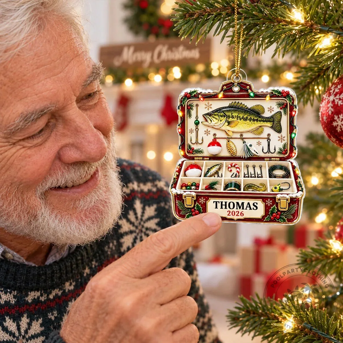 Personalized Fishing Tackle Box Christmas Tree Ornament with Bass Fish Design 19 Personalized Fishing Tackle Box Christmas Tree Ornament with Bass Fish Design