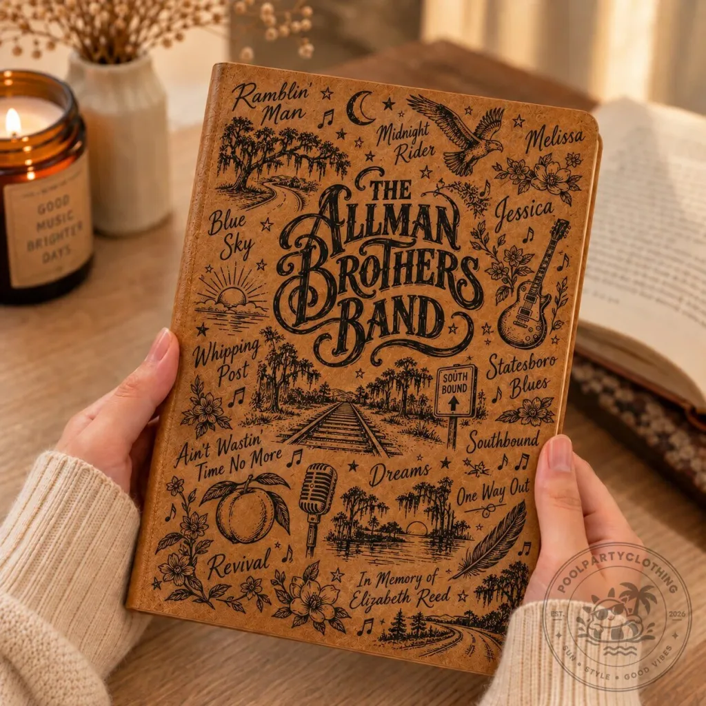 The Allman Brothers Band Vintage Southern Rock Music Leather Journal Notebook The Allman Brothers Band Vintage Southern Rock Music Leather Journal Notebook