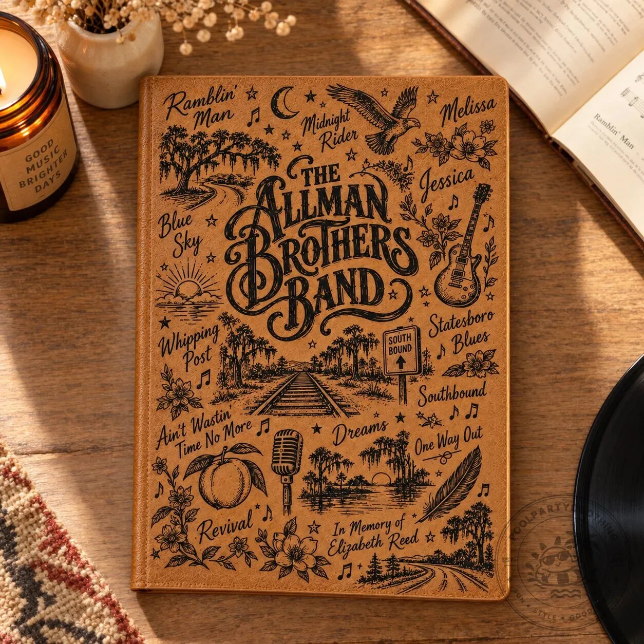 The Allman Brothers Band Vintage Southern Rock Music Leather Journal Notebook 7 The Allman Brothers Band Vintage Southern Rock Music Leather Journal Notebook