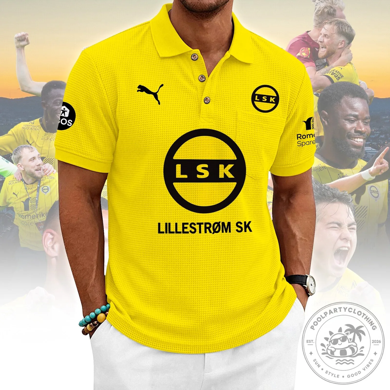 Lillestrøm SK Football Club Yellow Fan Polo Shirt 4 Lillestrøm SK Football Club Yellow Fan Polo Shirt