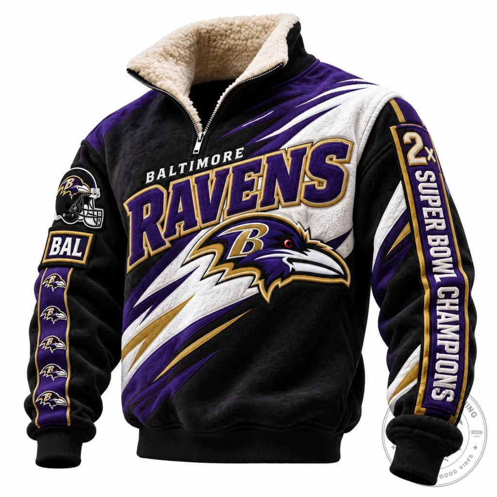 Baltimore Ravens Super Bowl Champions Quarter-Zip Sherpa Sweatshirt Baltimore Ravens Super Bowl Champions Quarter-Zip Sherpa Sweatshirt