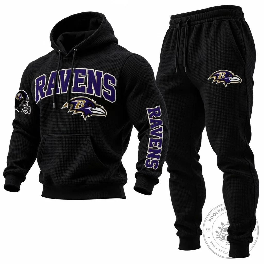 Baltimore Ravens Football Team Waffle Knit Hoodie Baltimore Ravens Football Team Waffle Knit Hoodie