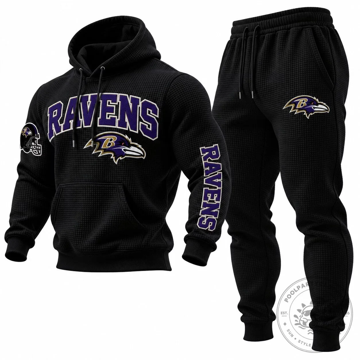 Baltimore Ravens Football Team Waffle Knit Hoodie 1 Baltimore Ravens Football Team Waffle Knit Hoodie
