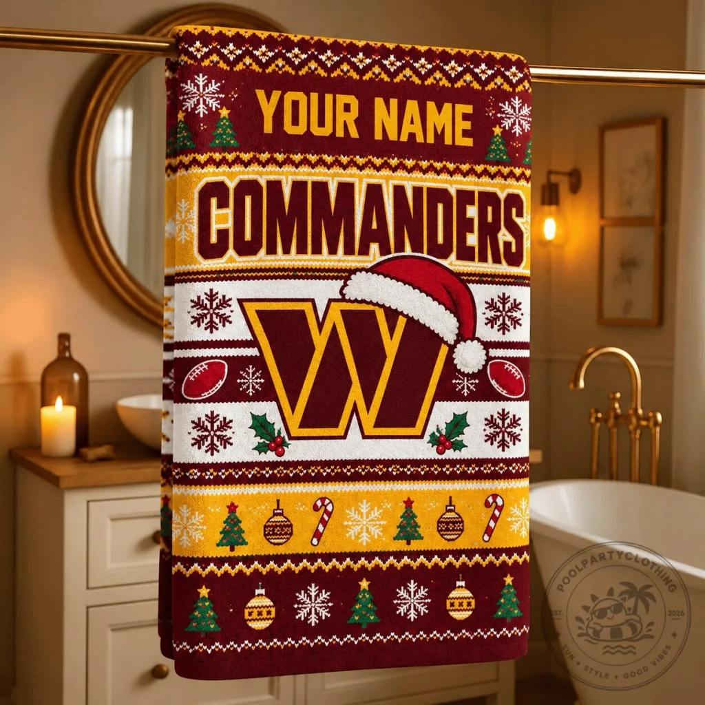 Washington Commanders Christmas Ugly Sweater Pattern Bath Towel Washington Commanders Christmas Ugly Sweater Pattern Bath Towel