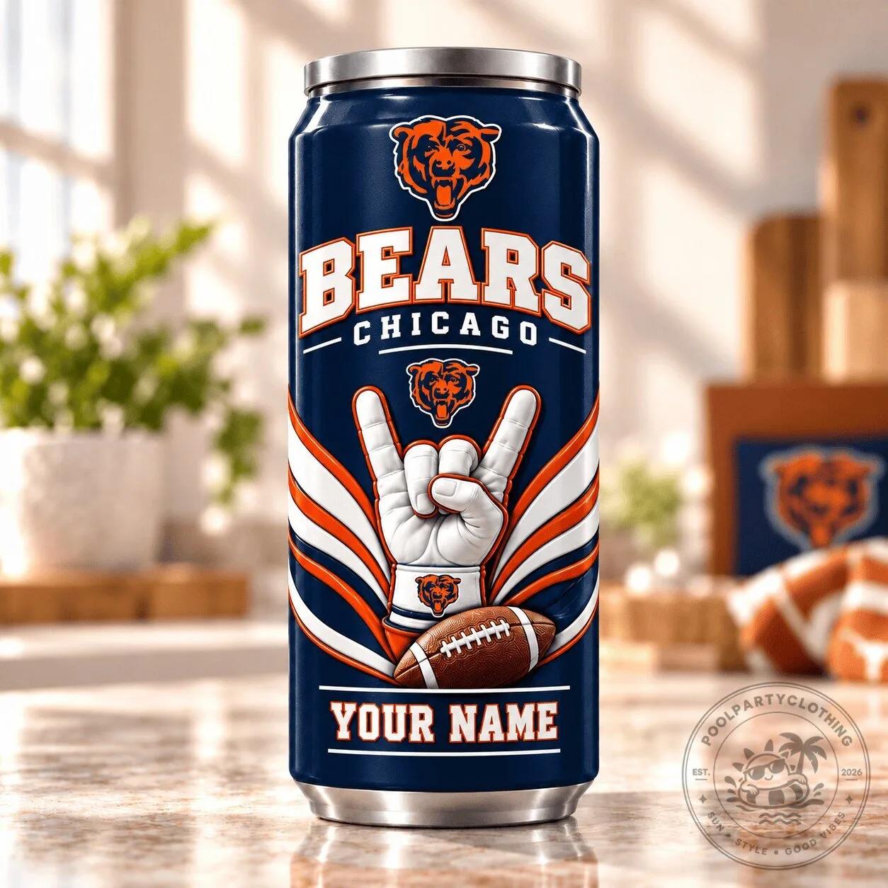 Chicago Bears NFL Football Hand Sign Personalized Insulated Can Shaped Tumbler 2 Chicago Bears NFL Football Hand Sign Personalized Insulated Can Shaped Tumbler