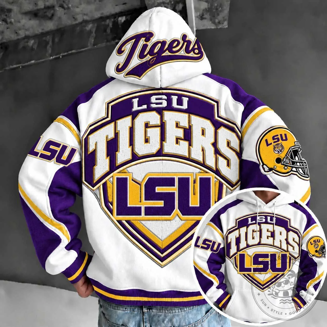 LSU Tigers Purple and Gold Football Team Sports Fan Hoodie