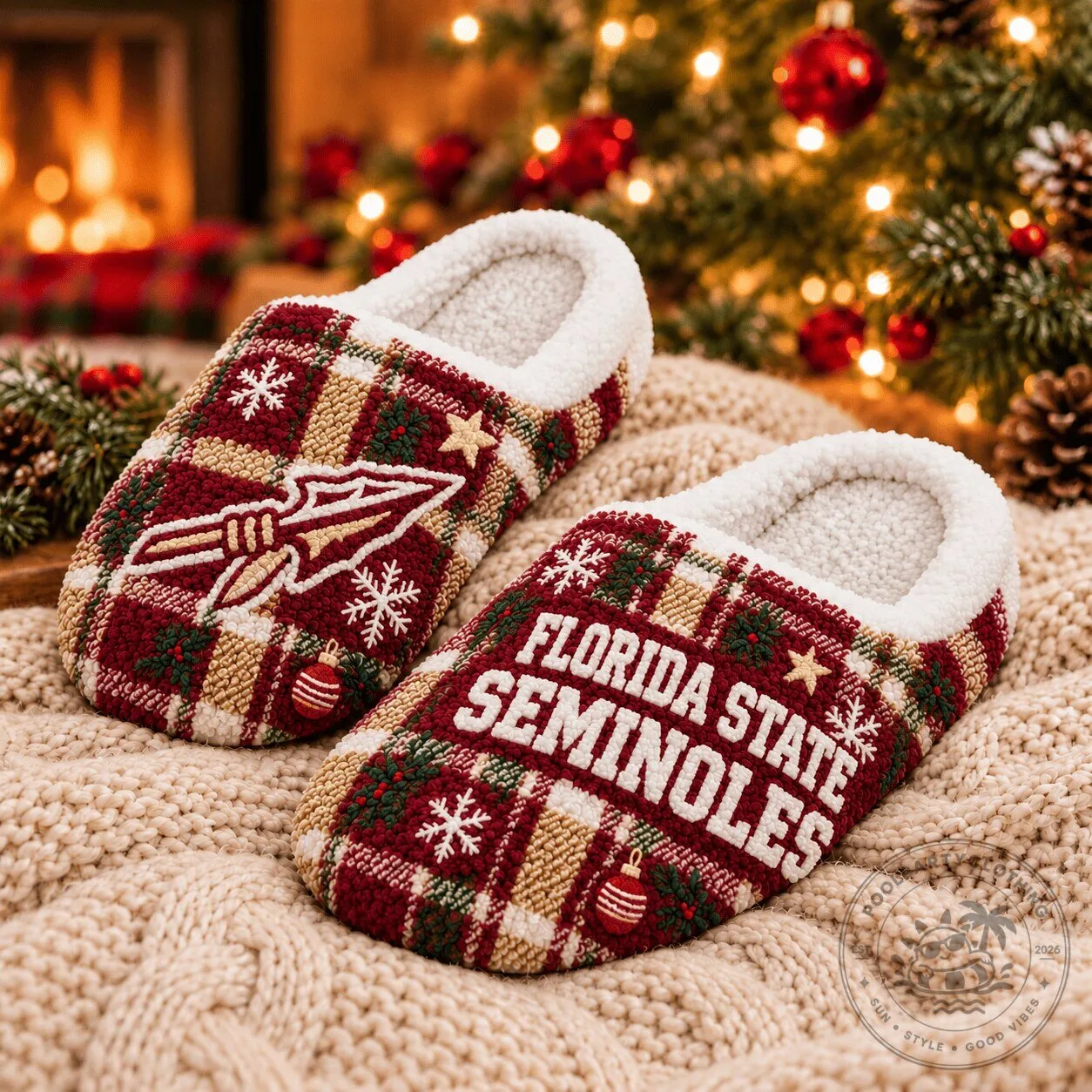 Florida State Seminoles Christmas Plaid Slippers