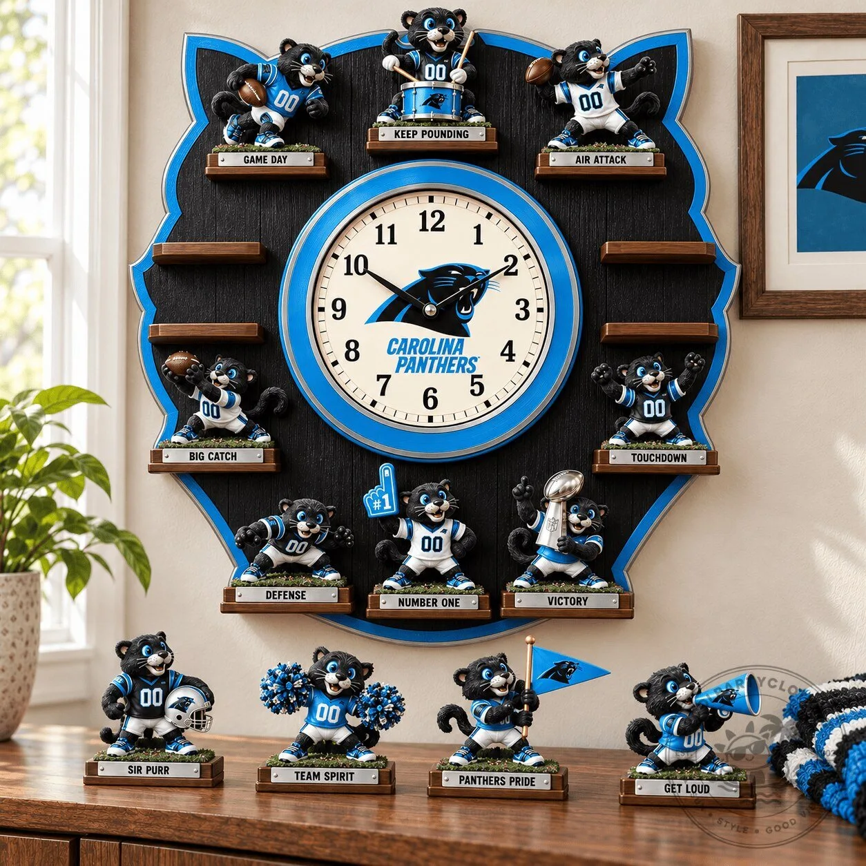 Carolina Panthers Football Team Mascot Sculpture Wall Clock Collection
