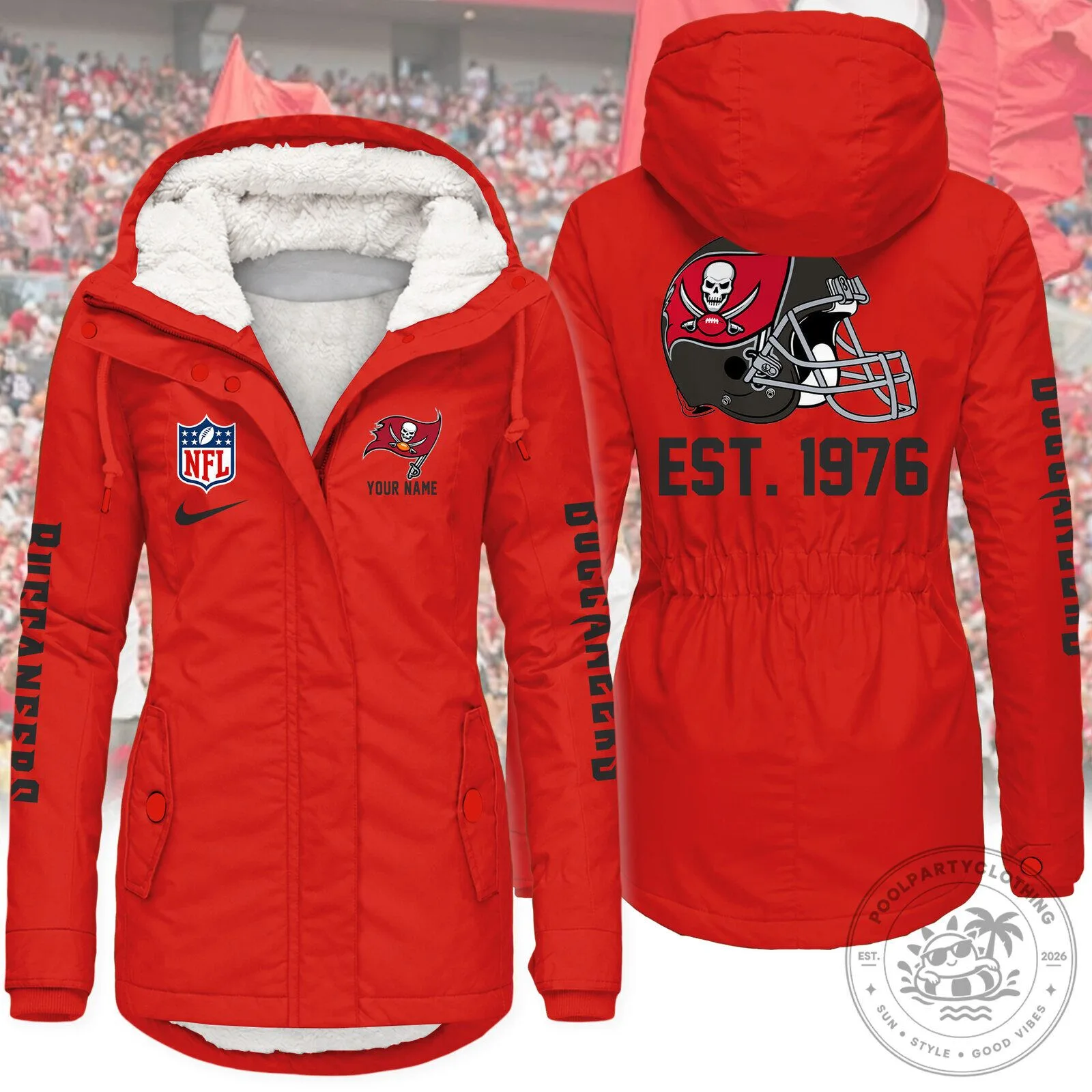 Tampa Bay Buccaneers NFL Football Team Logo Established 1976 Red Jacket