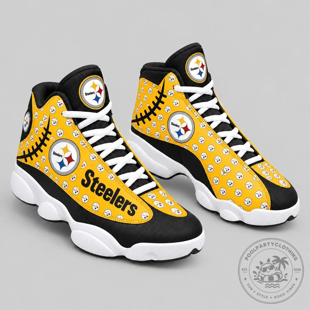 Pittsburgh Steelers NFL Team Logo Pattern High Top Sneakers
