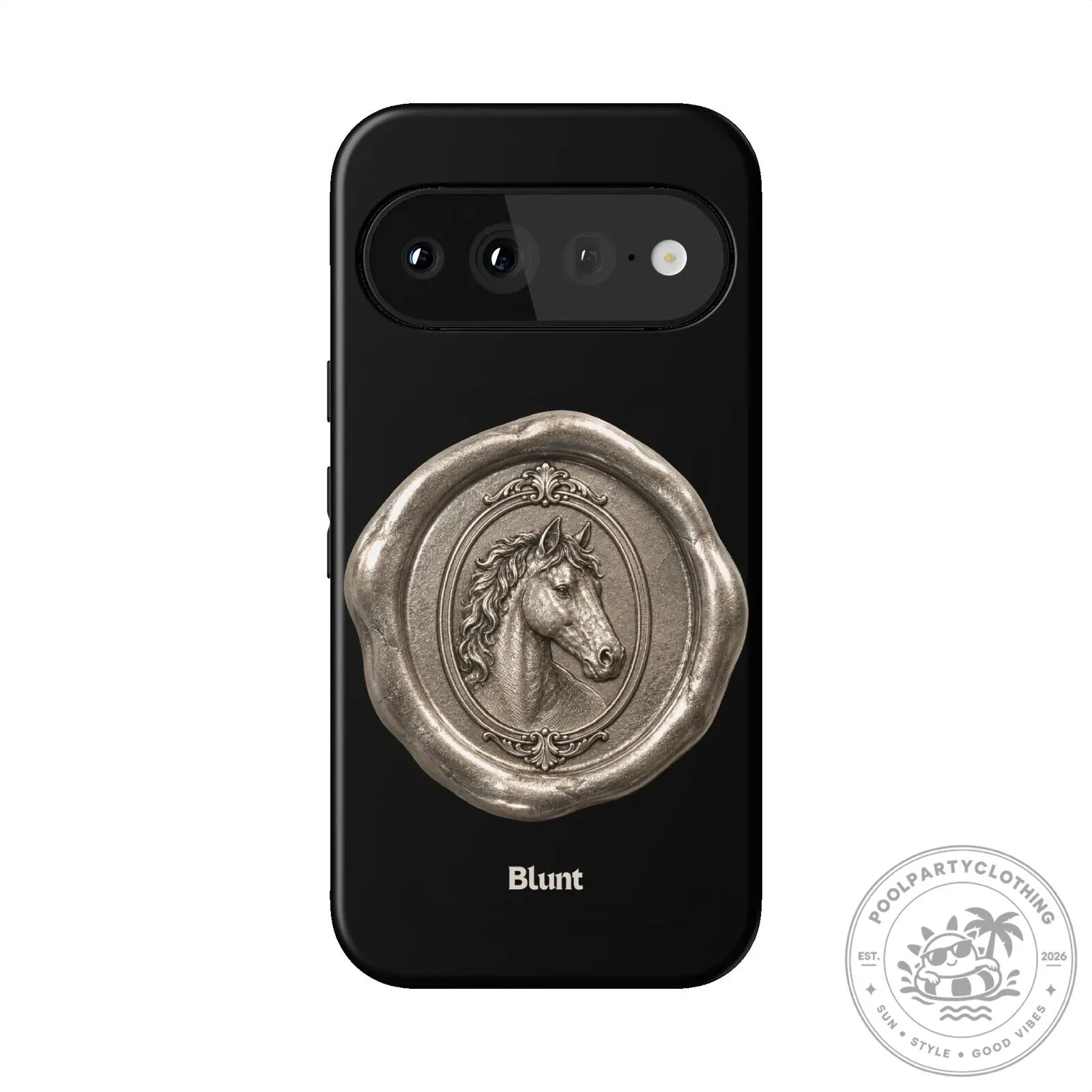 Elegant Horse Head Wax Seal Design Black Phone Case for Google Pixel