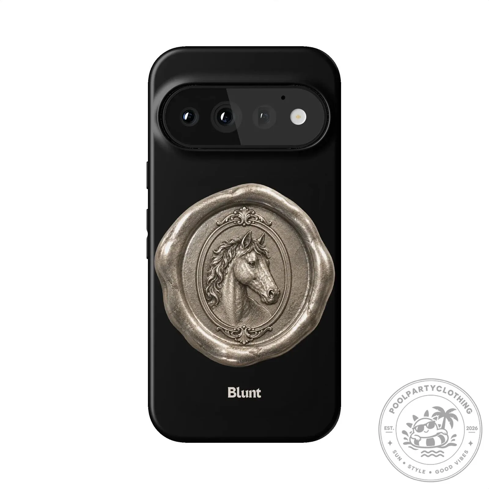 Elegant Horse Head Wax Seal Design Black Phone Case for Google Pixel 15 Elegant Horse Head Wax Seal Design Black Phone Case for Google Pixel
