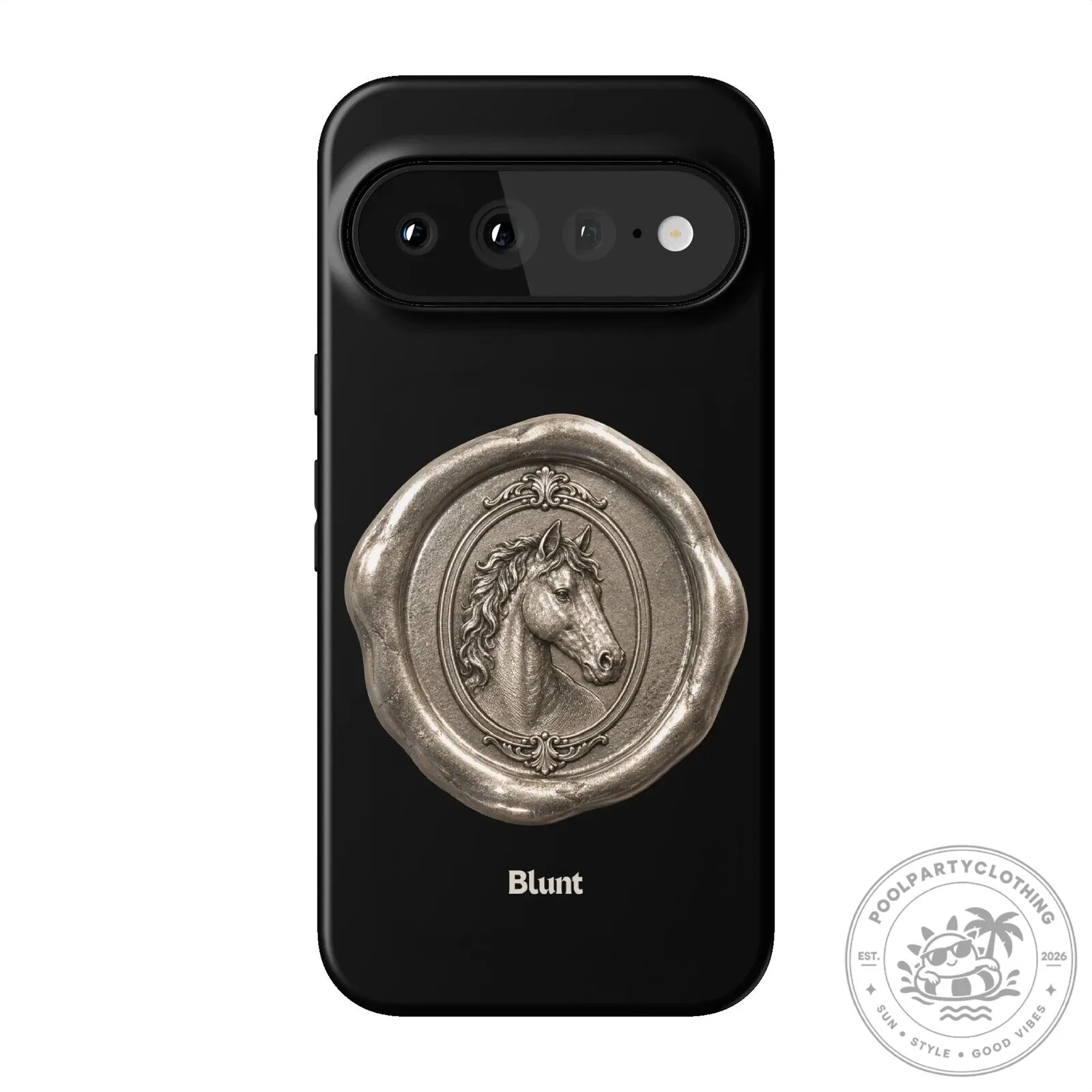 Elegant Horse Head Wax Seal Design Black Phone Case for Google Pixel 16 Elegant Horse Head Wax Seal Design Black Phone Case for Google Pixel