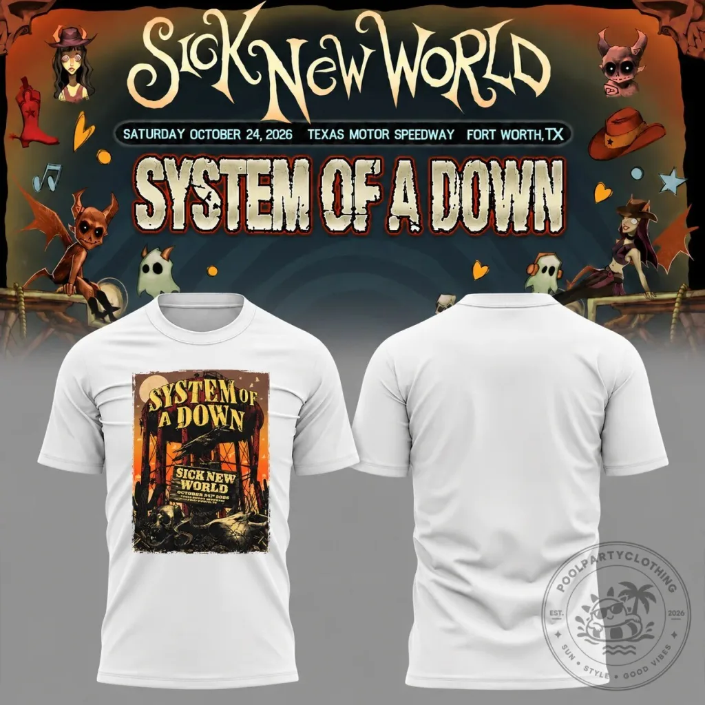 System Of A Down Sick New World Texas 2026 Concert T-Shirt System Of A Down Sick New World Texas 2026 Concert T-Shirt