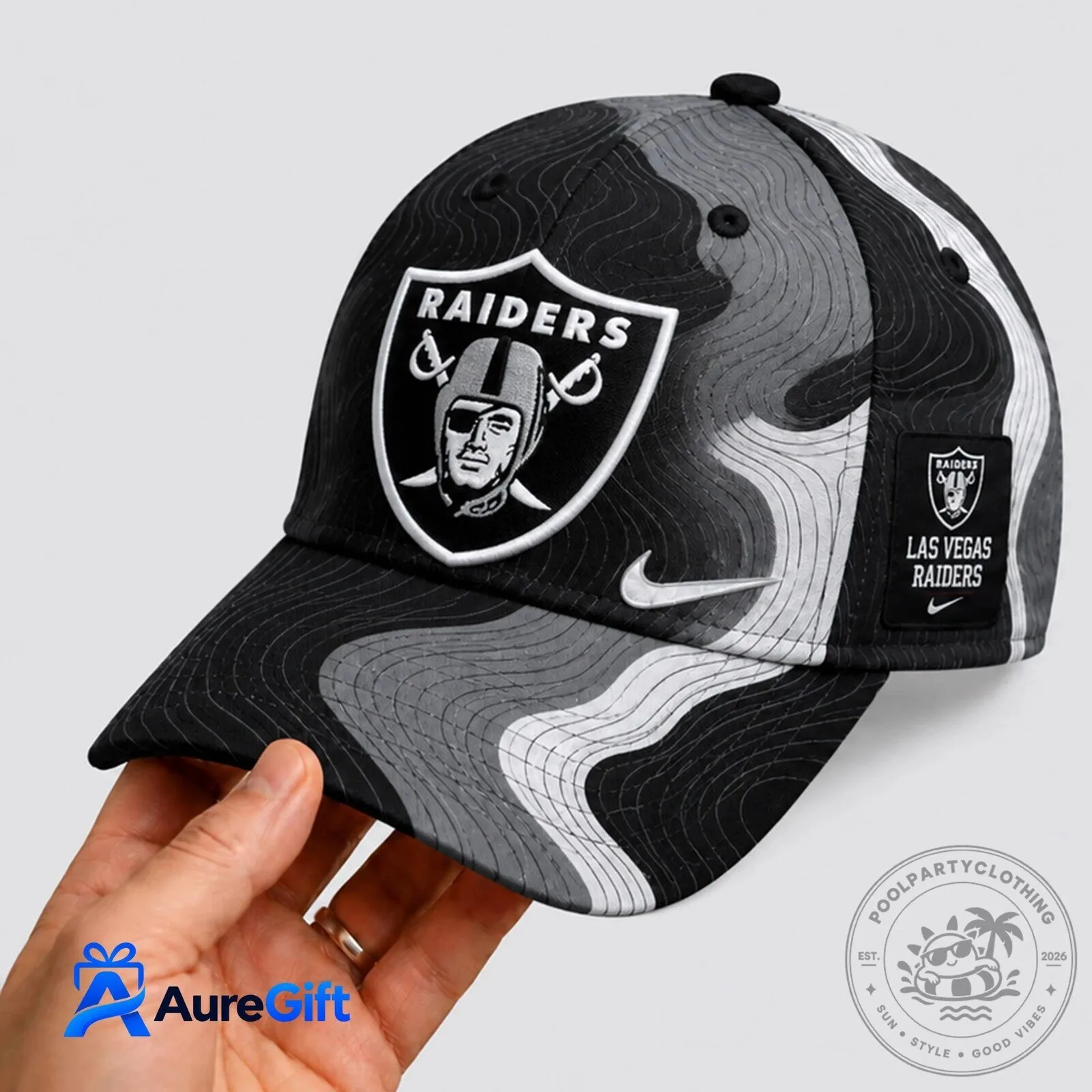 Las Vegas Raiders Black Camouflage Pattern Nike Logo Cap Hat