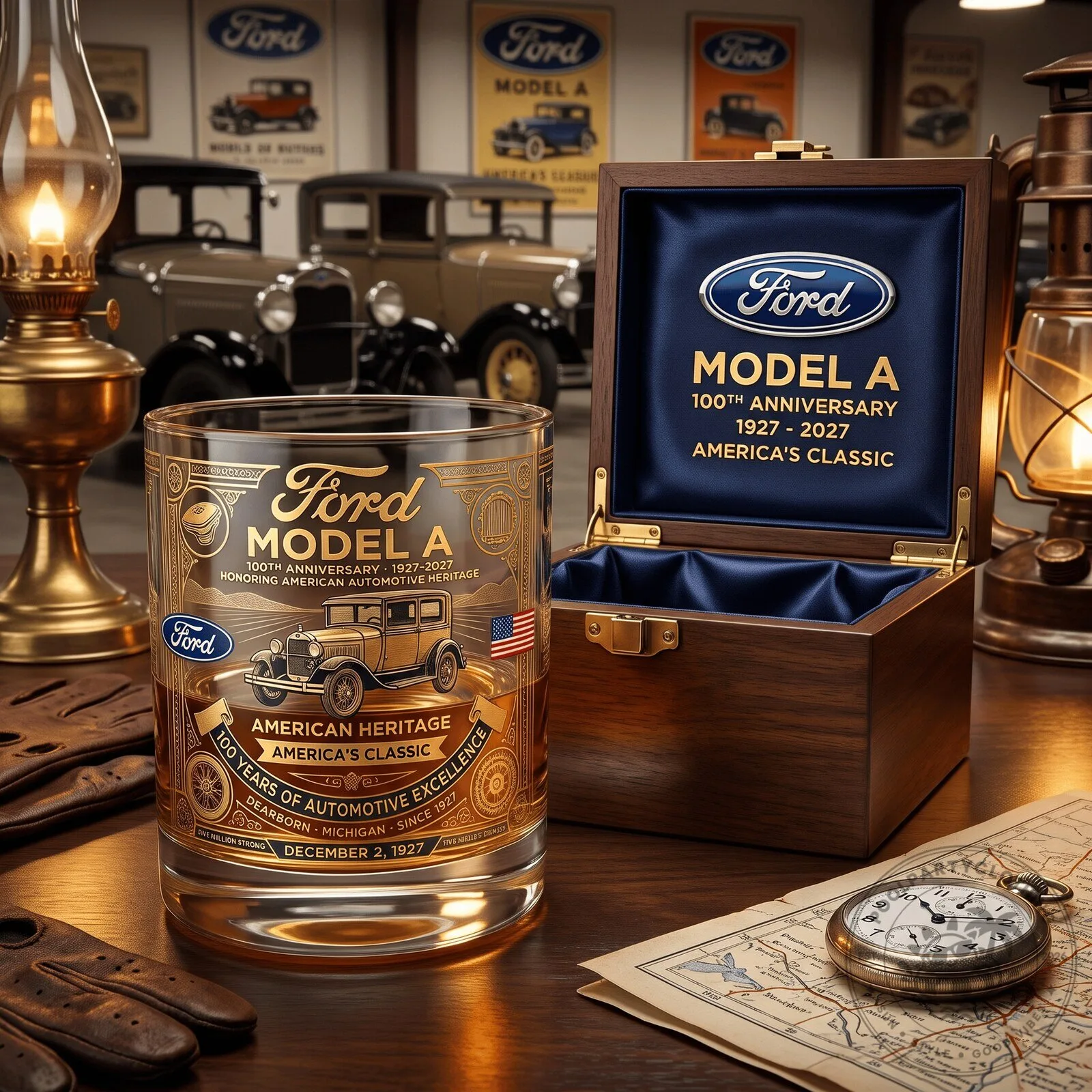 Ford Model A 100th Anniversary American Automotive Heritage Drinking Glass 3 Ford Model A 100th Anniversary American Automotive Heritage Drinking Glass