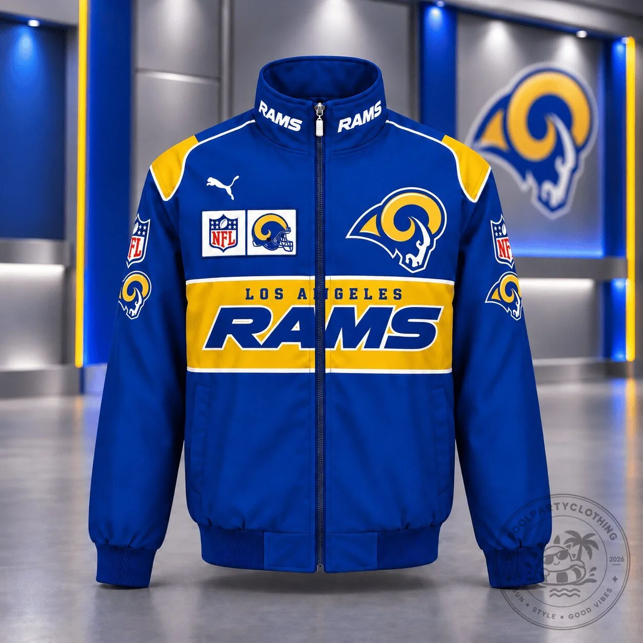 Los Angeles Rams NFL Football Team Spirit Full-Zip Casual Jacket