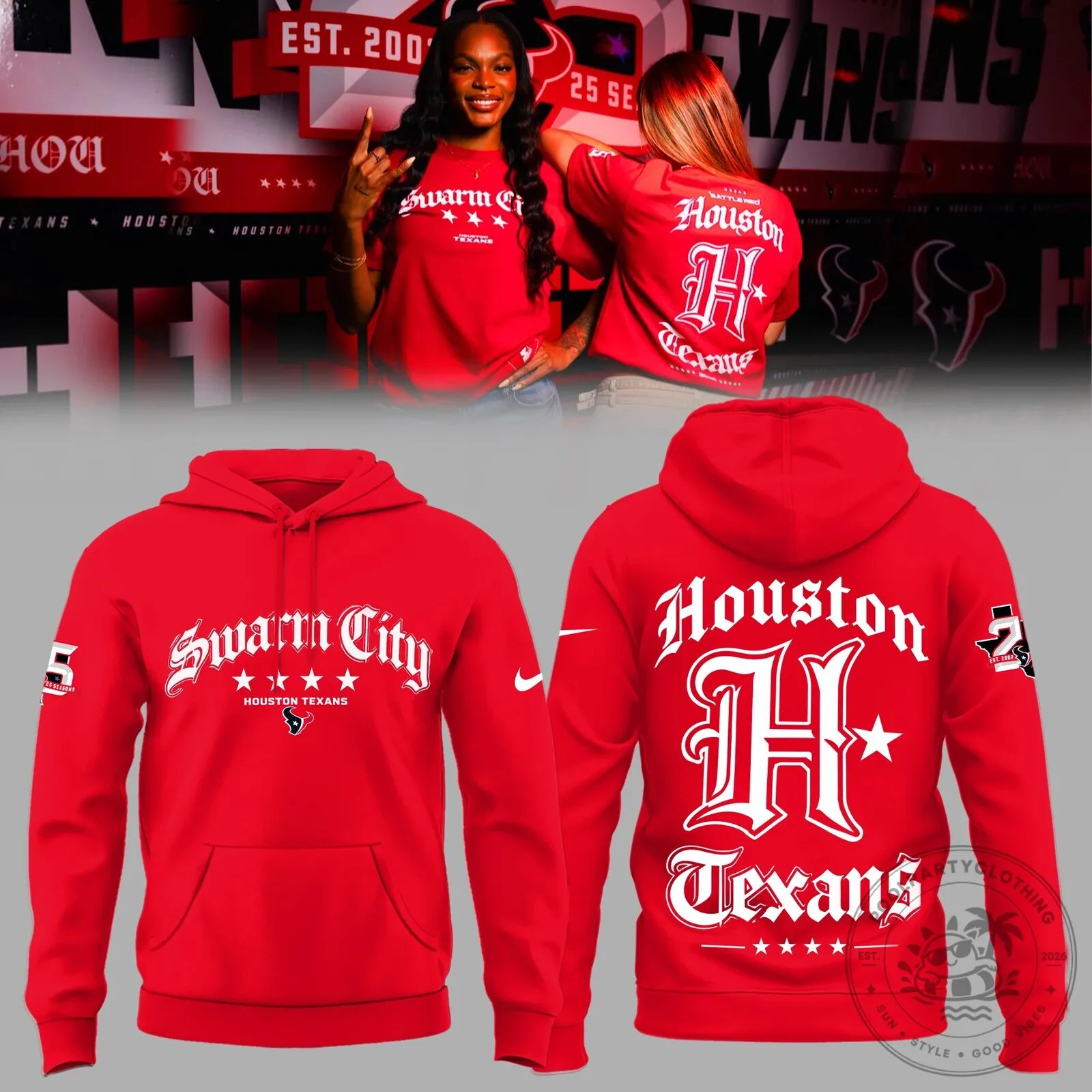 Houston Texans Swarm City Red Football Team Fan Apparel Hoodie 2 Houston Texans Swarm City Red Football Team Fan Apparel Hoodie