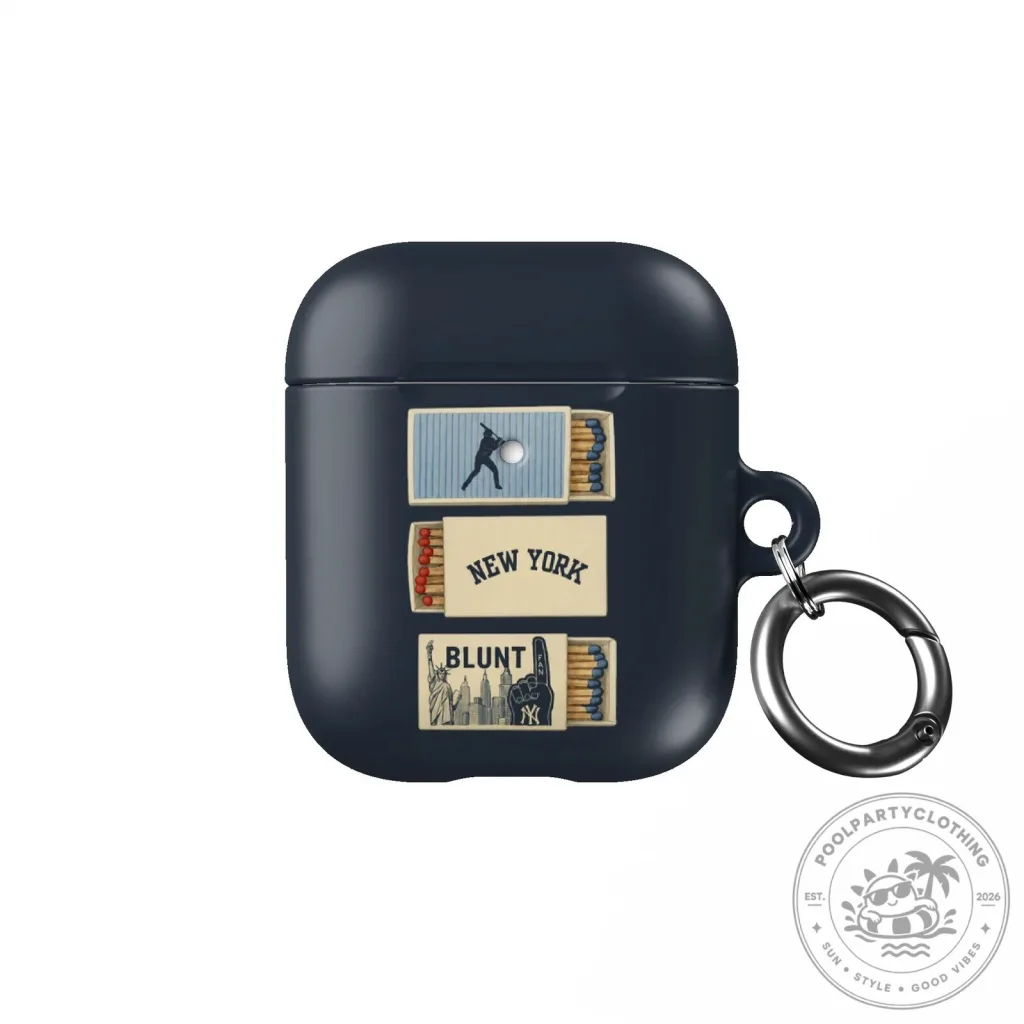 New York Yankees Baseball Matchbox Design AirPods Case with Keychain New York Yankees Baseball Matchbox Design AirPods Case with Keychain