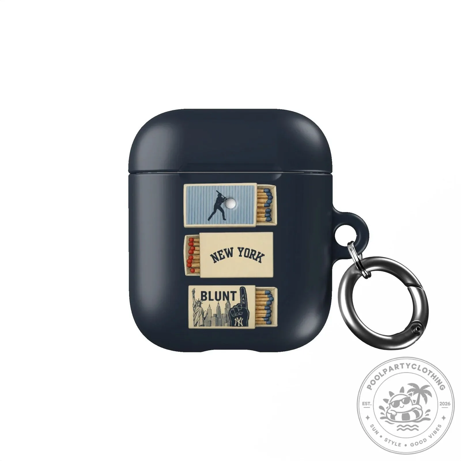 New York Yankees Baseball Matchbox Design AirPods Case with Keychain