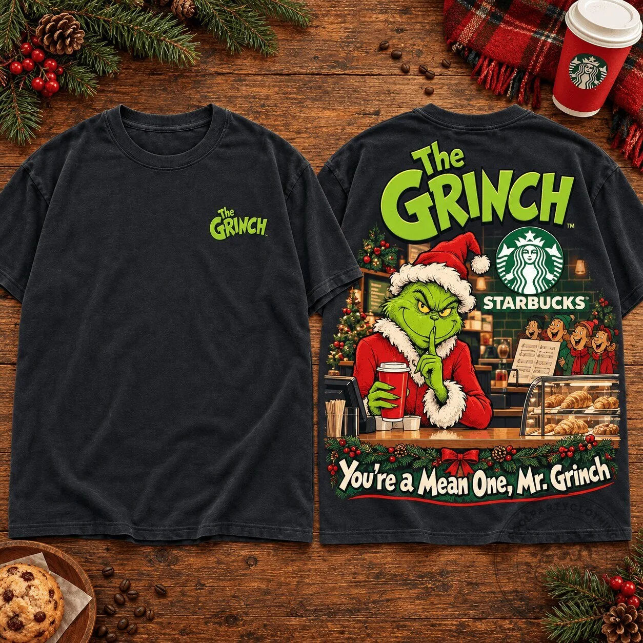 The Grinch Starbucks Christmas Coffee Holiday Mischief T-Shirt