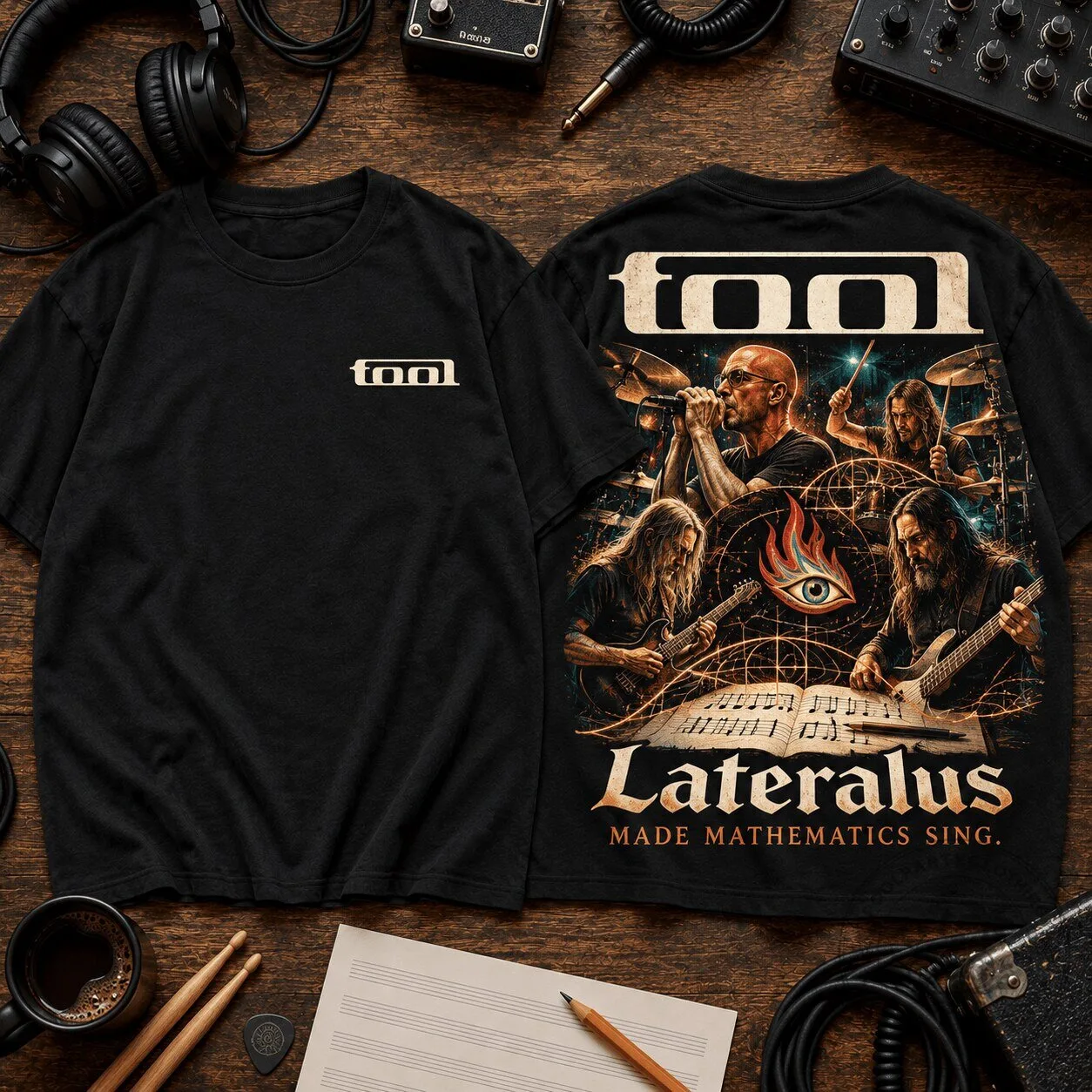 Tool Band Lateralus Album Cover Art Black Graphic T-Shirt for Men