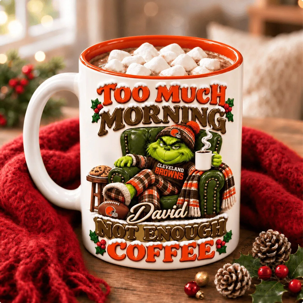 Cleveland Browns Grinch Too Much Morning Not Enough Coffee Custom Mug 1 Cleveland Browns Grinch Too Much Morning Not Enough Coffee Custom Mug