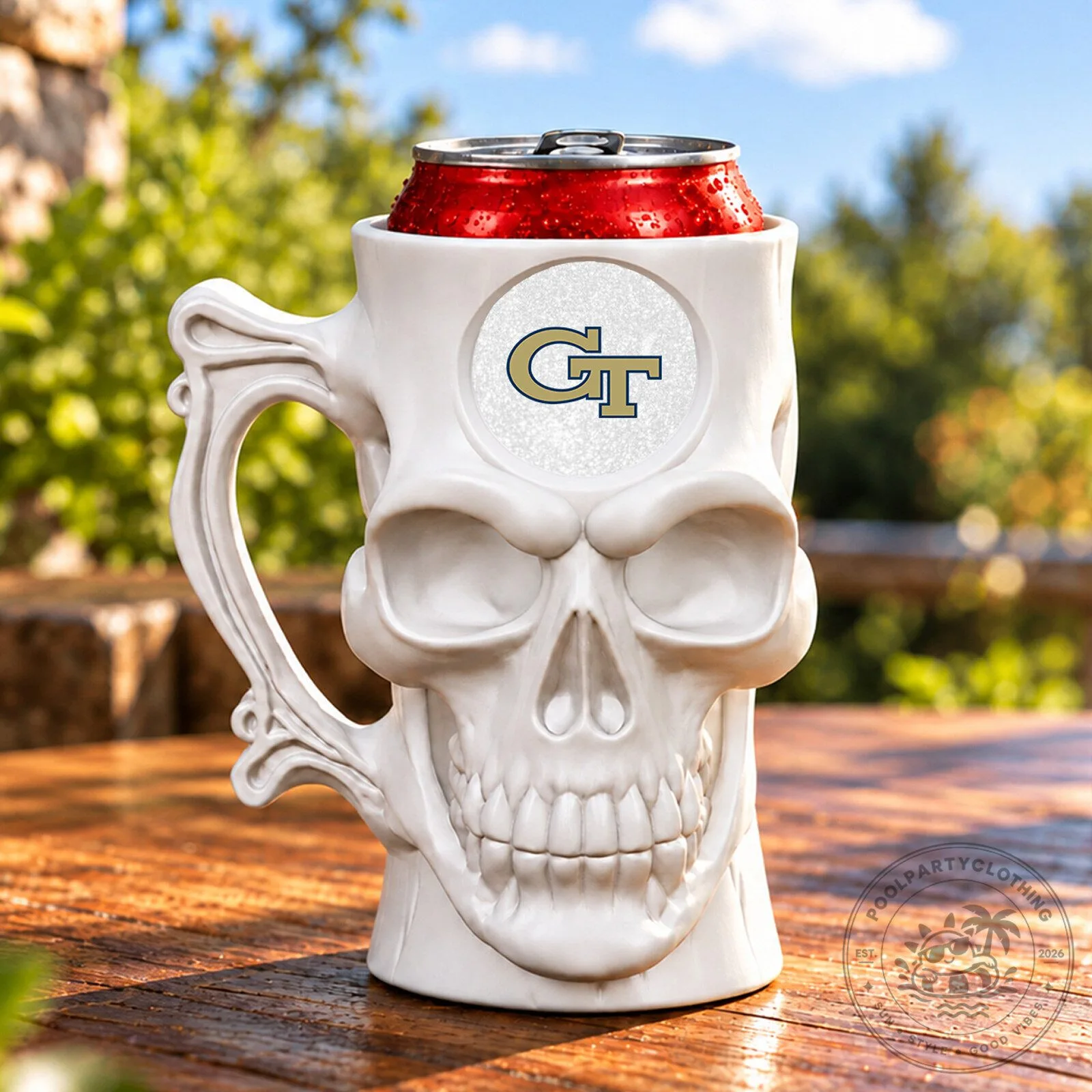 Georgia Tech Yellow Jackets Skull Can Cooler