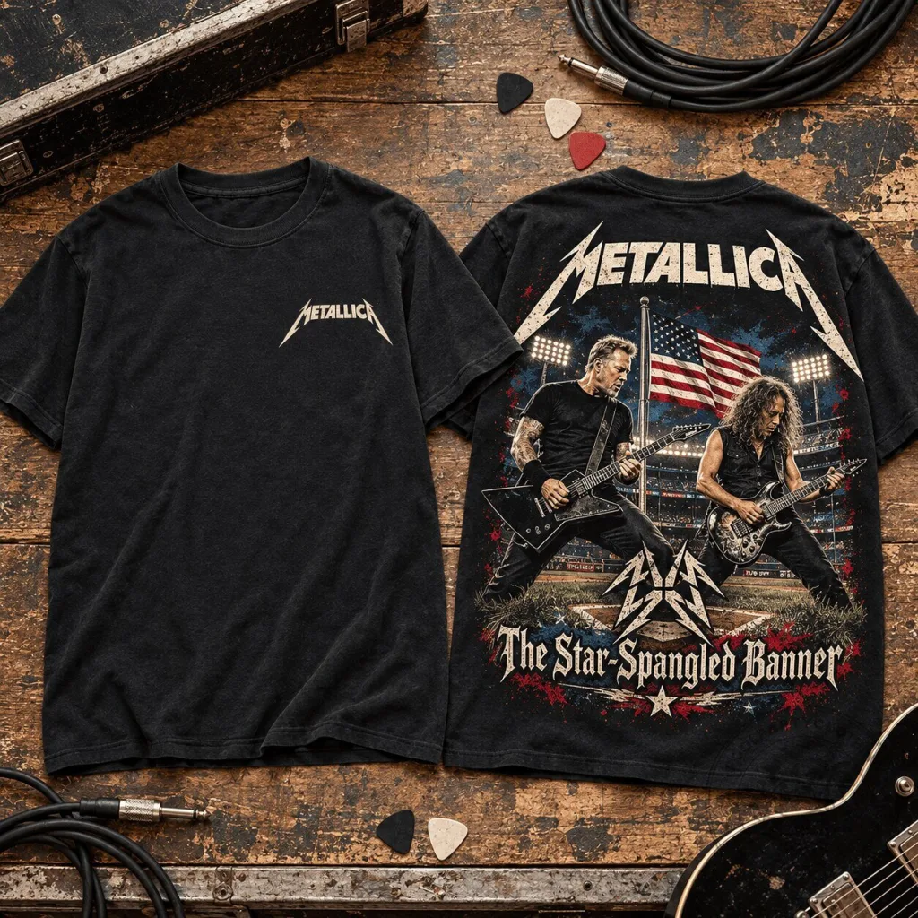 Metallica Star Spangled Banner Stadium Performance Heavy Metal Rock Band T-Shirt Metallica Star Spangled Banner Stadium Performance Heavy Metal Rock Band T-Shirt