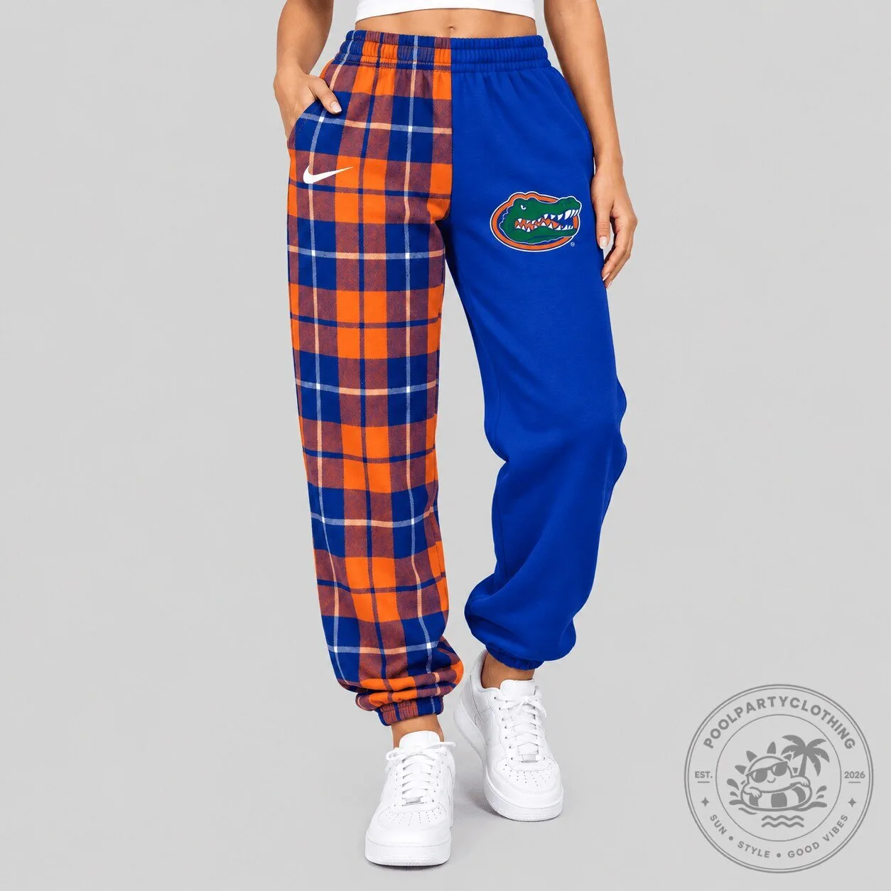 Florida Gators Plaid and Blue Split Jogger Pants for Women