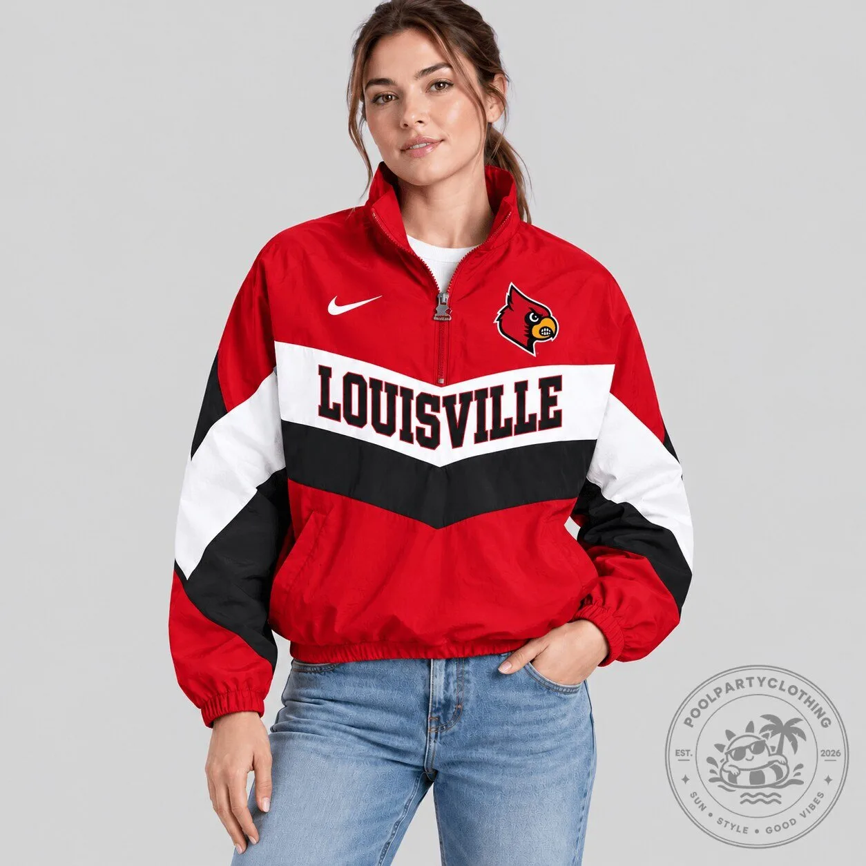 Louisville Cardinals NCAA Chevron Wordmark Half-Zip Windbreaker Jacket
