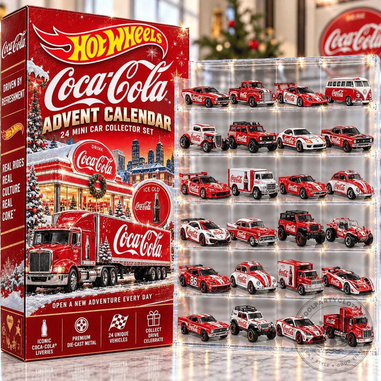 Hot Wheels Coca-Cola Advent Calendar 24 Mini Car Collector Set 2D