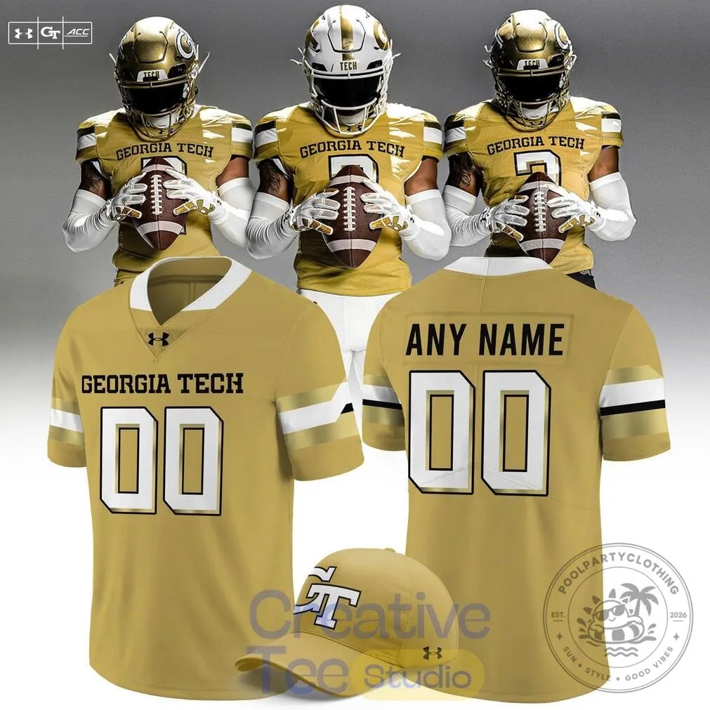 Georgia Tech Yellow Jackets Football Team Gold Custom Name and Number Jersey