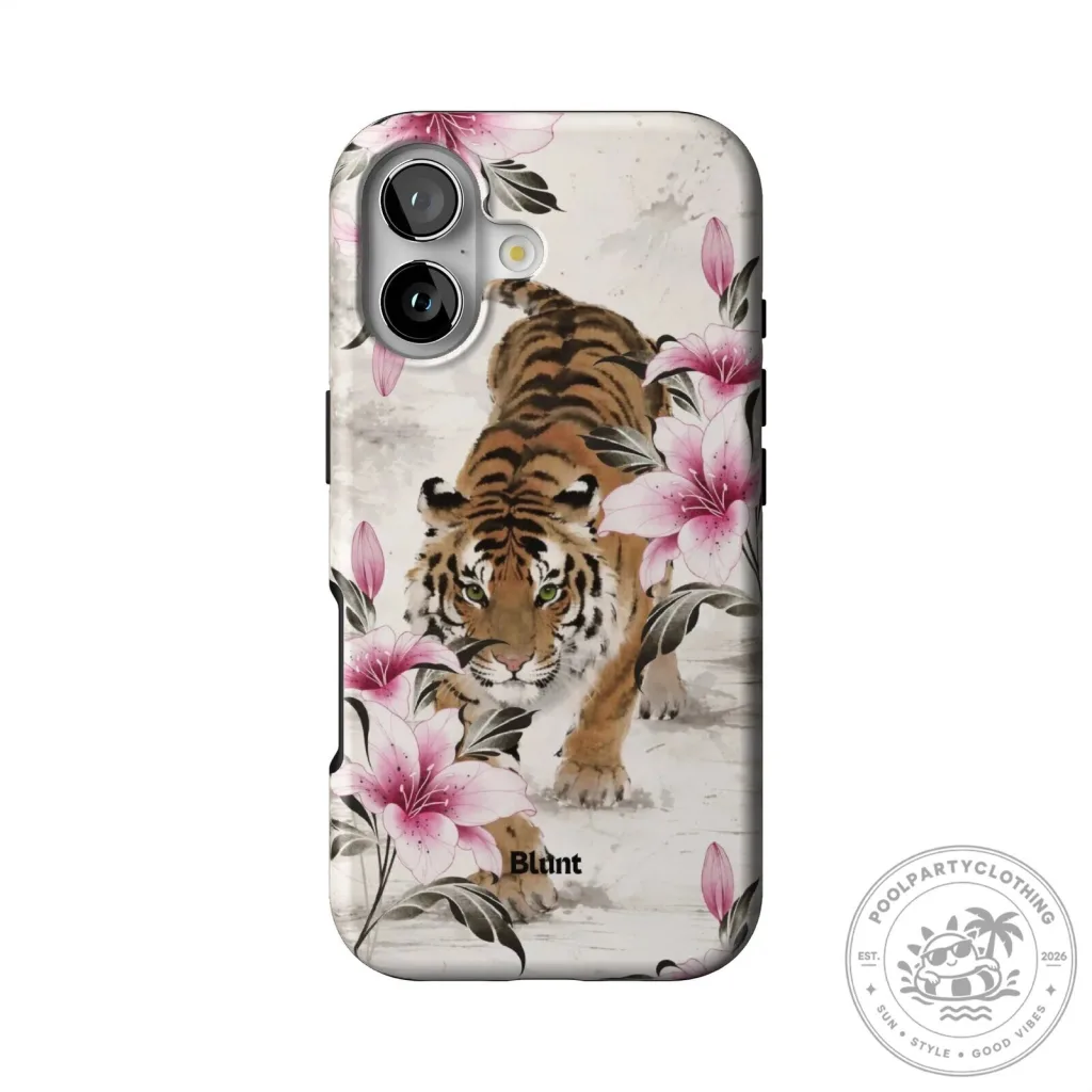 Tiger and Pink Lily Floral Design iPhone Case Tiger and Pink Lily Floral Design iPhone Case