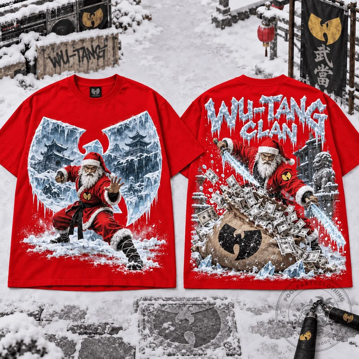 Wu-Tang Clan Santa Protect Ya Neck Christmas Holiday T-Shirt