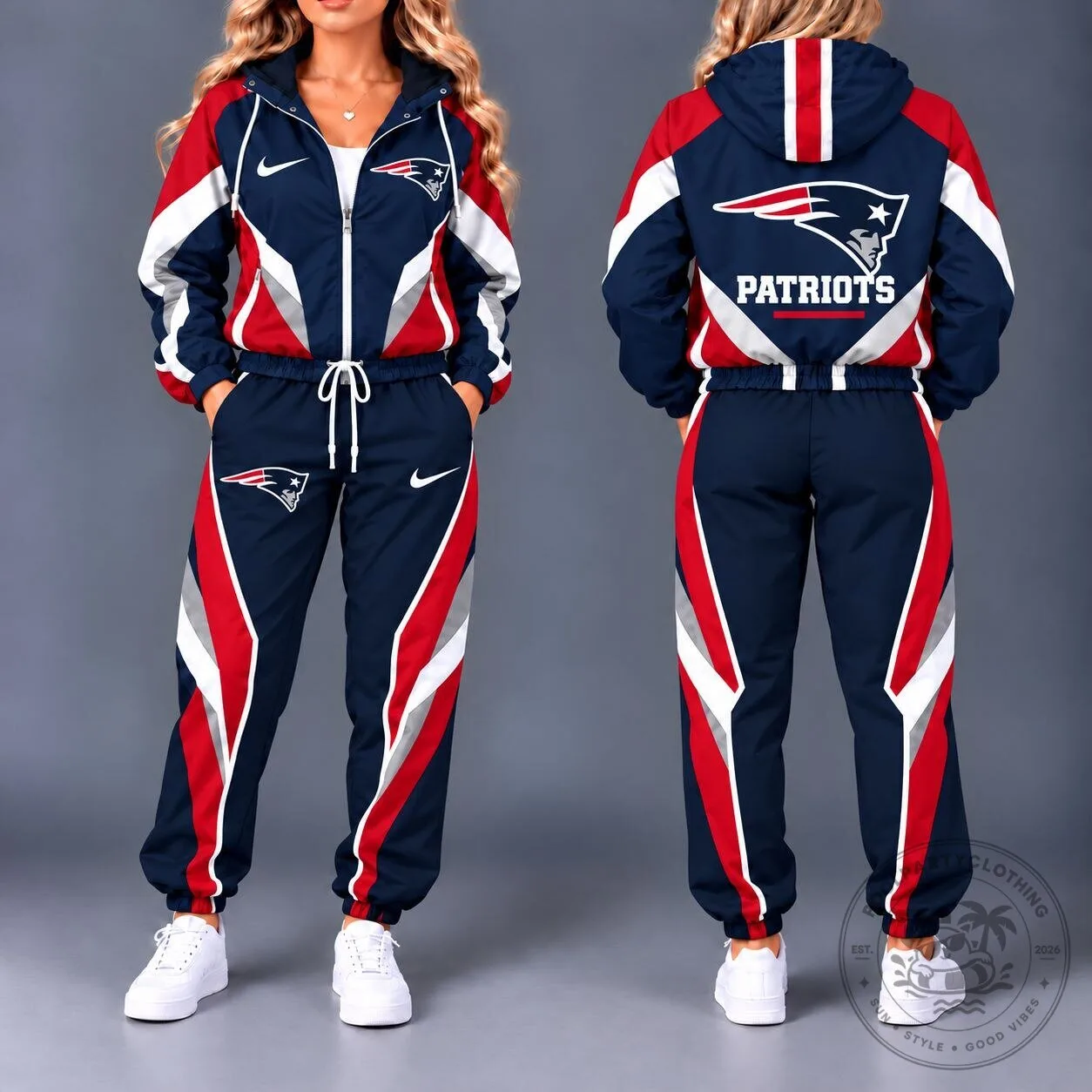 New England Patriots NFL Team Logo Full-Zip Windbreaker Jacket and Jogger Pants Set 3 New England Patriots NFL Team Logo Full-Zip Windbreaker Jacket and Jogger Pants Set