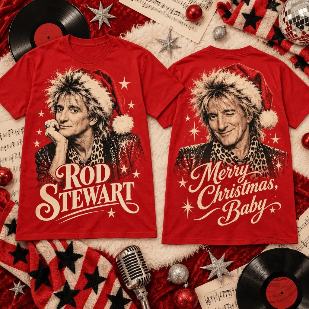 Rod Stewart Merry Christmas Baby Vintage Glam Rock Christmas T-Shirt Rod Stewart Merry Christmas Baby Vintage Glam Rock Christmas T-Shirt