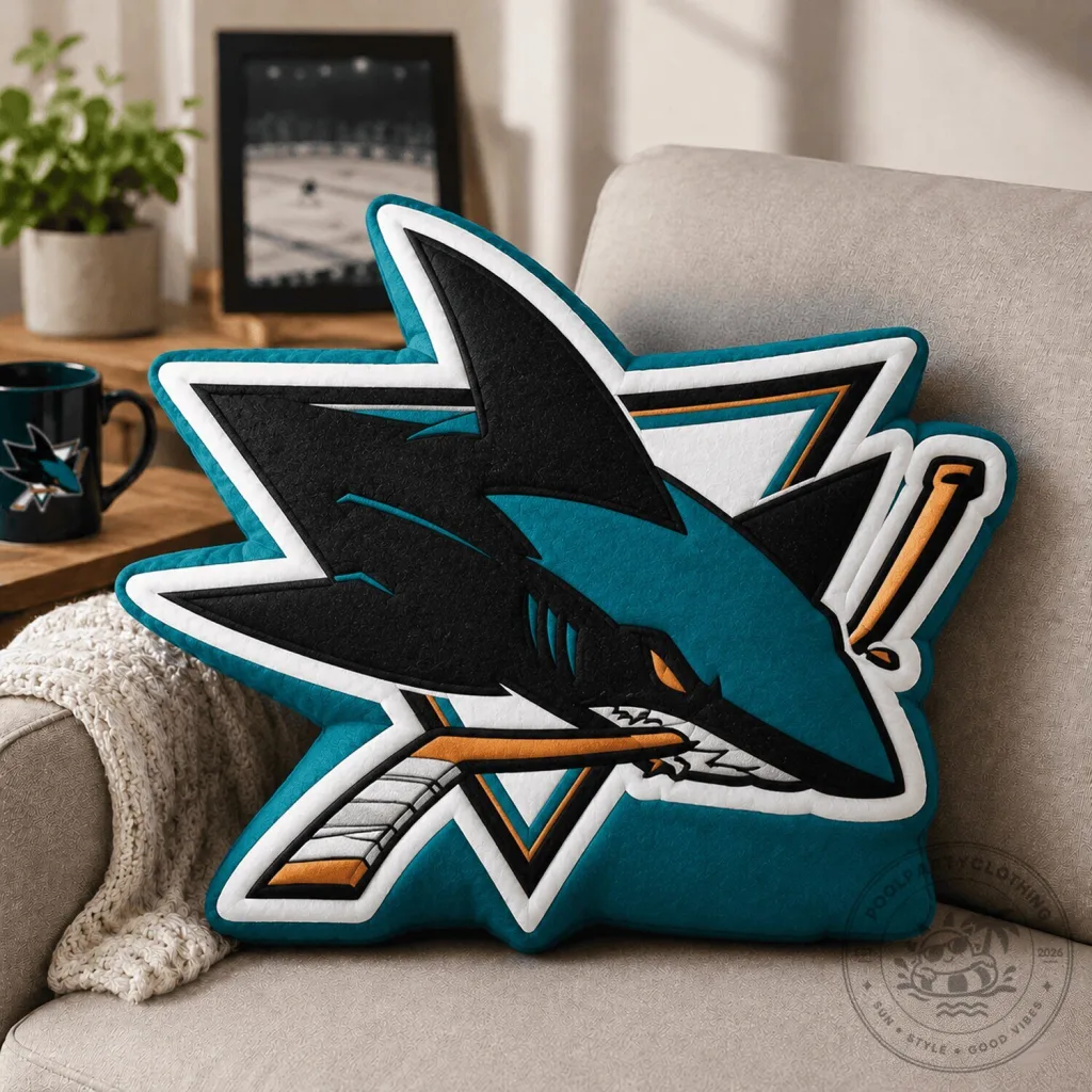 San Jose Sharks National Hockey League Embroidered Logo Shaped Pillow San Jose Sharks National Hockey League Embroidered Logo Shaped Pillow