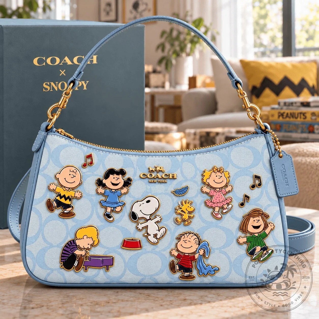 Coach x Peanuts Snoopy and Friends Signature Canvas Teri Shoulder Bag 3 Coach x Peanuts Snoopy and Friends Signature Canvas Teri Shoulder Bag